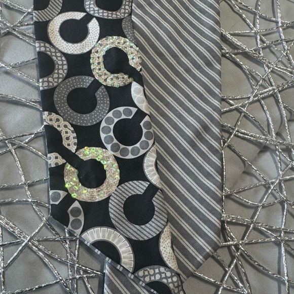 Coach Signature Logo Silk Bag Scarf with Sequins - Picture 1 of 5